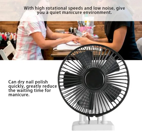Miniatura 2 de Dioche Mini ventilador eléctrico de uñas con flujo de aire de 13 W de alto, ventilador de escritorio portátil con 2 ajustes de velocidad