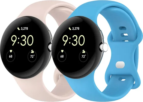 Miniatura 7 de Paquete de 2 correas para Google Pixel Watch 3 de 1.614 pulgadas/Pixel Watch 2/Pixel Watch, para mujeres y hombres, correa de silicona suave