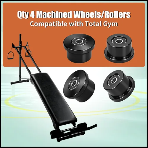 Miniatura 2 de Qty.4 Ruedas mecanizadas/rodillos compatibles con reemplazo total de gimnasio, se adapta a los modelos 1000, 1100, 1400, 1500, 1600, 1700, 1800