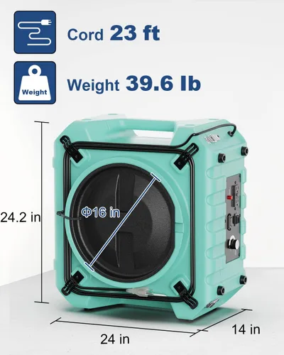 Miniatura 8 de ALORAIR PureAiro HEPA Pro 770 - Limpiador de aire industrial, sistema de filtración de 3 etapas, toma GFCI, máquina negativa, limpiador de aire
