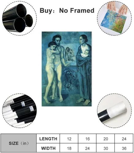 Miniatura 2 de La Vie. Life 1903 by Pablo Picasso Posters Prints Canvas Deco Paintings Vintage Wall Art For Offices Living Rooms And Bedrooms Hanging Frame 8" L X
