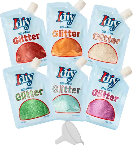 Miniatura 30 de iDIY - Brillantina ultra fina azul aguamarina (3.5 onzas), purpurina extrafina con bolsa de boquilla fácil de verter y embudo para resina, slime