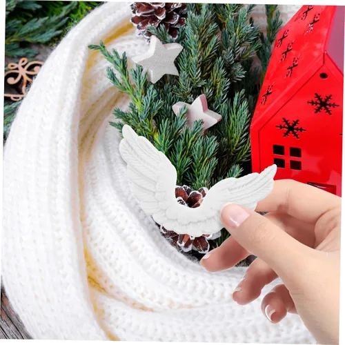 Miniatura 4 de 24 piezas de alas de ángel de plástico adornos de Navidad DIY manualidades accesorios de plástico alas de ángel para manualidades adornos blancos