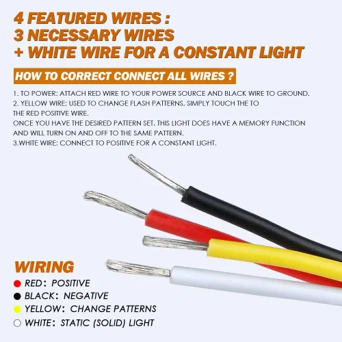 Miniatura 4 de Xprite Kit de luces estroboscópicas de emergencia con 20 luces LED de montaje empotrado en superficie de color ámbar, ultradelgado, salpicadero