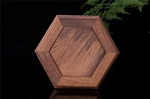 Miniatura 3 de Hermosa mano artesanal hexagonal palisandro oriental Fishbowl jarrón soporte 4.5