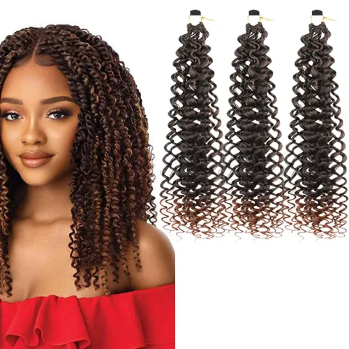 Miniatura 55 de 3 trenzas de ganchillo Passion Twist, cabello sintético preseparado para trenzar de 14 pulgadas, 3 paquetes de cabello trenzado pretrenzado