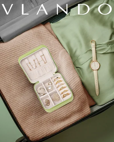 Miniatura 76 de Vlando Regalos de boda – Organizador de viaje de joyería pequeña de piel sintética, estuche de viaje para anillo, mini joyero para aretes, collar