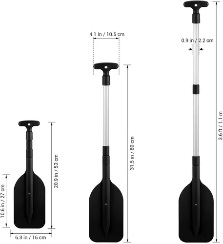 Miniatura 3 de LIOOBO Telescopic Kayak Paddle - 2Pcs Plastic Aluminum Canoe Oar, Boating Accessories River Tubing Paddles Negro