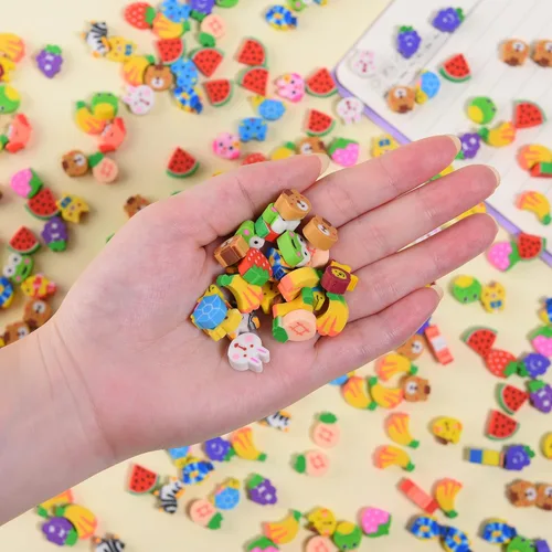 Miniatura 7 de 300 mini borradores para niños a granel, borradores pequeños de animales y frutas