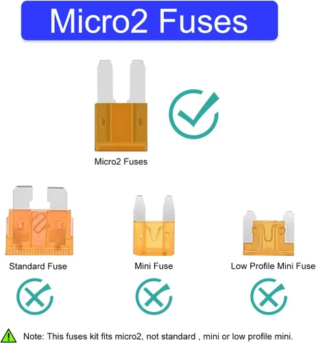 Miniatura 2 de Gebildet Fusibles de coche de hoja Micro2 5A 5A Fusibles automotrices para vehículos recreativos, motocicletas, camiones (paquete de 10 unidades)
