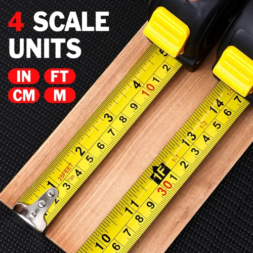 Miniatura 2 de Cinta métrica de 25 pies, paquete de 10 unidades, cinta métrica retráctil de fácil lectura a granel, cinta métrica de 25 pies por 1 pulgada 38P