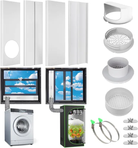 Miniatura 9 de Kit de ventilación de ventana, kit de ventana de aire acondicionado portátil, universal para conductos de 4 pulgadas/6 pulgadas y manguera de 5.1