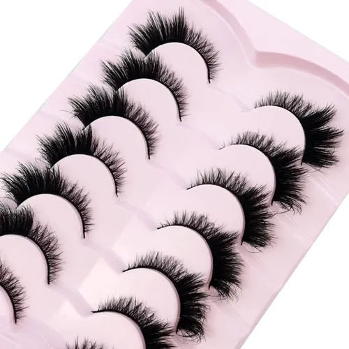 Miniatura 2 de 7 pares de pestañas de 0.984 in de largo, pestañas 100% visón, pestañas postizas suaves y dramáticas, pestañas postizas gruesas reutilizables (L223)