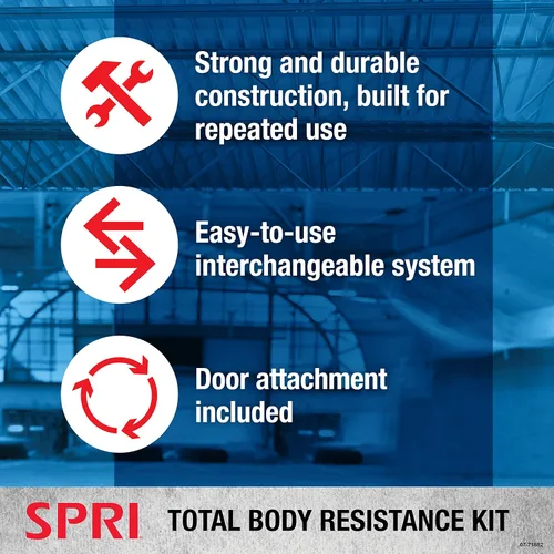 Miniatura 5 de Kit de bandas de resistencia SPRI - Tubos intercambiables de entrenamiento de resistencia para tonificación de cuerpo completo - Incluye 5 bandas