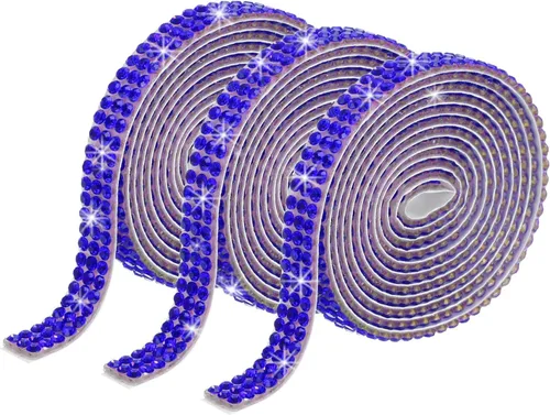 Miniatura 15 de MECCANIXITY 3 rollos de cinta de diamantes de imitación autoadhesiva de 3 yardas y 0.315 in para proyectos de artes y manualidades, pasteles de Beige