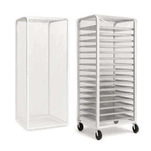 Miniatura 7 de Cubierta comercial para estante de pan con cremallera, cubierta de estante de sartén de 20 niveles con rejillas de ventilación, 23 x 28 x 64
