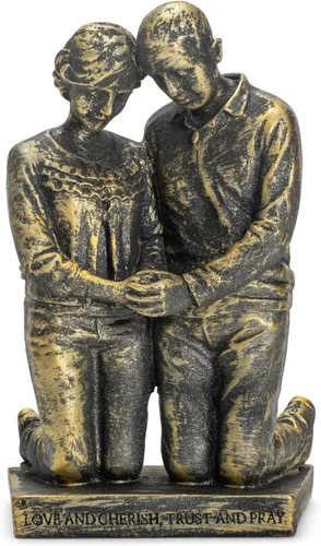 Miniatura 5 de Dicksons Figura de mesa de piedra de resina gris de 5 pulgadas de esposo y esposa rezando