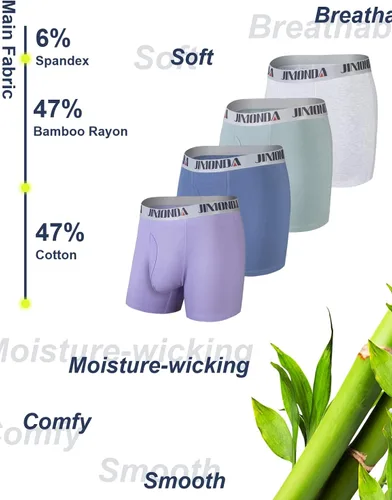 Miniatura 8 de Jimonda Paquete de ropa interior suave para hombre, transpirable, rayón de bambú y fibra de cobre, bragueta frontal con bolsa
