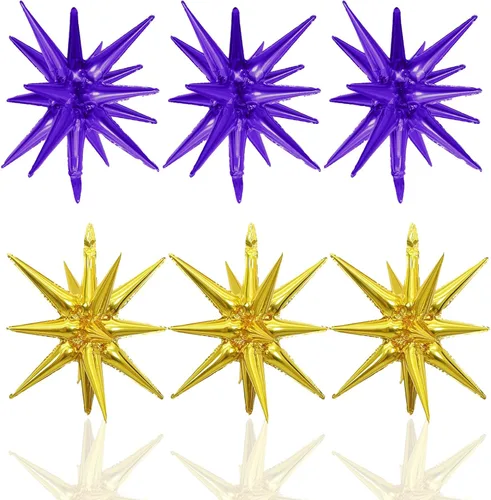 Miniatura 11 de HILAVO 6 unidades de Globos de Estrella Negros y Rojos, 22 Pulgadas, Globos de Aluminio Grandes en Forma de Estrella, Globos de Cono en Punta
