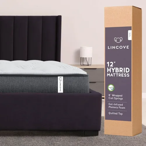 Miniatura 3 de Lincove Colchón híbrido de resorte de 12 pulgadas y espuma viscoelástica, colchón de firmeza media, certificado CertiPUR-US, cama en una caja