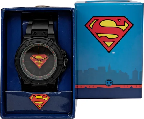 Miniatura 4 de Accutime Watch DC Comics Superman Classic Symbol - Cara de reloj con correa de metal negra, (no especificada), Negro