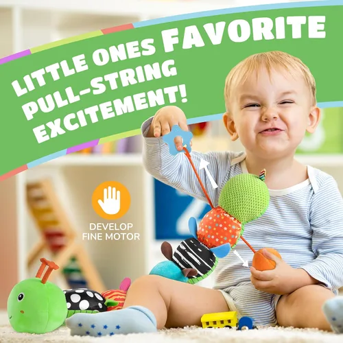 Miniatura 3 de AWOTOY Juguetes para Bebés de 6-12 Meses Oruga Musical Juguetes para Bebés Animales de Peluche 0-3-6 Meses Tiempo Boca Abajo Juguetes Sensoriales