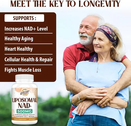 Miniatura 5 de Suplemento liposomal NAD+ de 500 mg, suplemento True NAD Plus, absorción superior, mejora el NAD+ más eficiente que la ribósido de nicotinamida