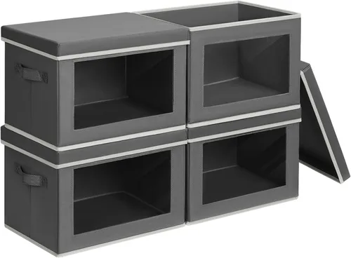 Miniatura 59 de Homsorout Contenedores de almacenamiento con tapas, organizadores pequeños de tela con ventana, contenedores de almacenamiento plegables para ropa