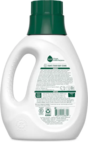 Miniatura 2 de Seventh Generation Detergente concentrado para ropa de bebé, fórmula antimanchas, aroma fresco, 40 oz (53 cargas)