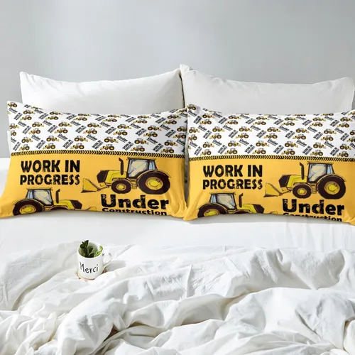 Miniatura 4 de Juego de sábanas bajeras ajustables para niños, diseño de caricaturas, camiones, tamaño individual, juegos de ropa de cama de excavadoras, camiones