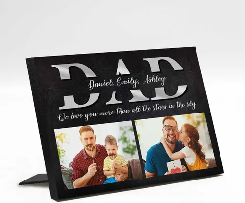 Miniatura 27 de InterestPrint Panel de fotos personalizado para papá y nombre para exhibición de mesa Daddy to Us You're the World, marco de fotos personalizado