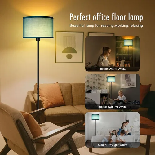Miniatura 3 de Lámpara de pie negra, lámpara de pie LED de 58 pulgadas de alto, lámparas de sala de estar simples con pantalla, interruptor de pedal de pie