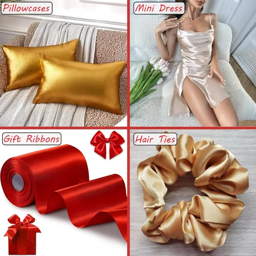 Miniatura 5 de Tela satinada Decoración y costura Brillante y lujoso Rollo de 60 pulgadas de ancho Brillante metálico Tapicería, forro, cortinas