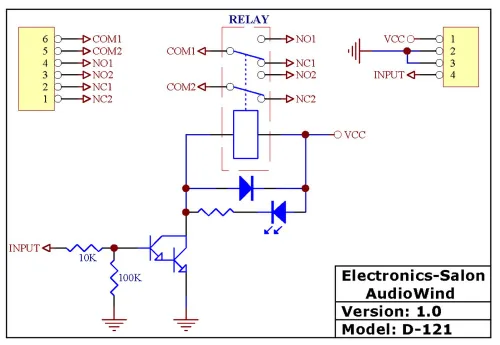 Miniatura 4 de ELECTRONICS-SALON Módulo de relé de señal DPDT, 5Vdc, relé RY5W-K. ha ensamblado.