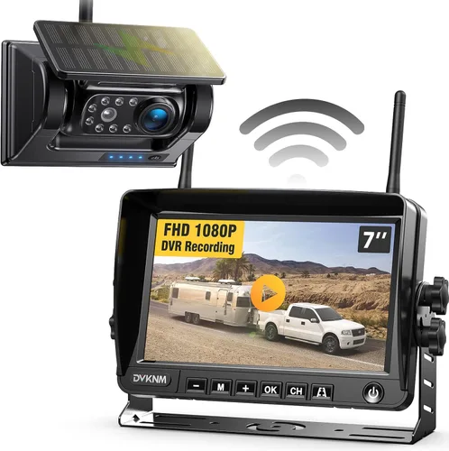 Cámara de respaldo inalámbrica solar magnética HD1080P 3 minutos instalación de bricolaje DVR 7 "IPS Monitor recargable sistema de cámara inversa