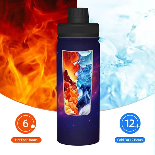 Miniatura 6 de Bright Star Printed Insulated Water Bottle, 18oz Stainless Steel Funny Travel Mug, Leakproof Hot & Cold for Sports, Gym, Hiking