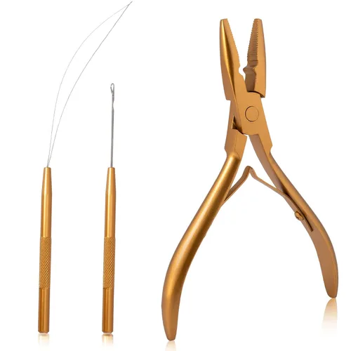 NEWISHTOOL Kit de Extensiones de Cabello con Microenlaces, Alicates para Extensiones de Cabello con Cuentas, Aguja de Lazo y Gancho de Tracción para