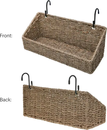 Miniatura 8 de StorageWorks Cestas de pared tejidas para almacenamiento, cestas de hierba marina para estante, almacenamiento de pared para cocina y baño, cestas