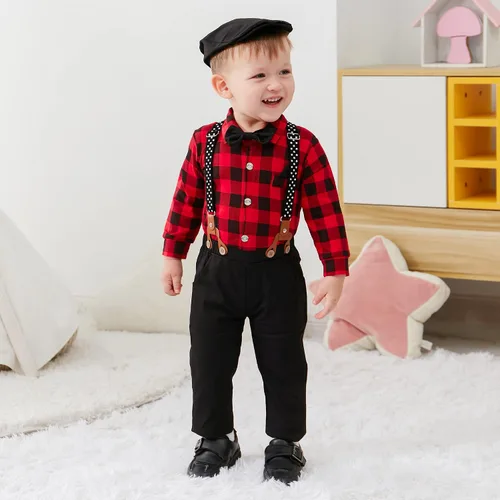 Miniatura 2 de Ropa de bebé niño 0-18M Traje de bebé niño 4 unids Ropa de vestido de bebé Conjuntos de esmoquin para bebés
