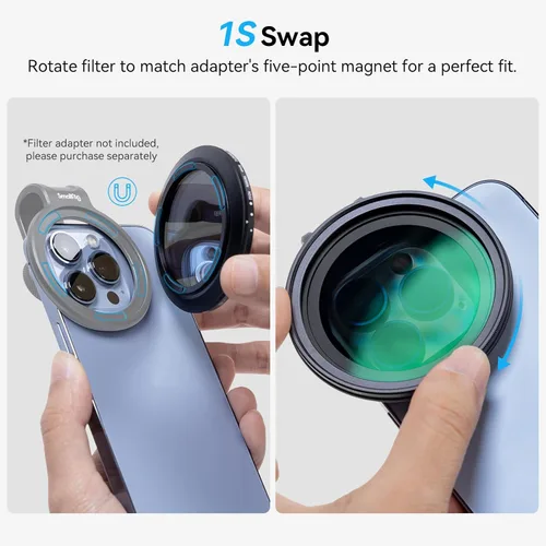 Miniatura 3 de SmallRig Filtro ND Variable Magnético de 52 mm ND2-ND32 (1-5 Paradas) Sin X Cross HD Vidrio Óptico Resistente al Agua y a los Arañazos Ajustable