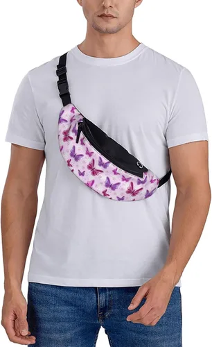 Miniatura 6 de Riñonera, bolsa de mensajero para deportes al aire libre y ocio, bolsa cruzada en el pecho para hombres y mujeres, rosado, púrpura