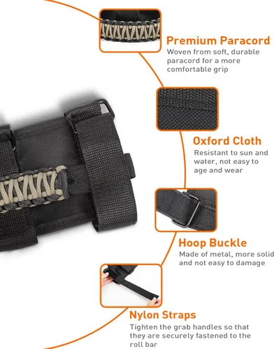 Miniatura 4 de Savadicar Paquete de 4 Asas de Agarre para Barra Antivuelco Mango de Agarre Compatibles con Jeep Wrangler CJ YJ TJ JK JKU JL JLU 4XE y Gladiator JT