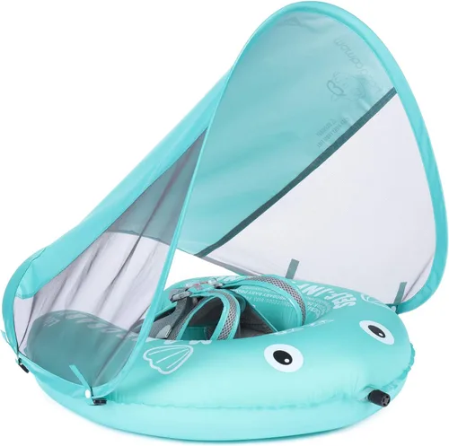 Miniatura 19 de Mambobaby Flotador de natación para bebé con toldo, flotador de bebé sólido no inflable, material de cuero suave impermeable y agradable a la piel