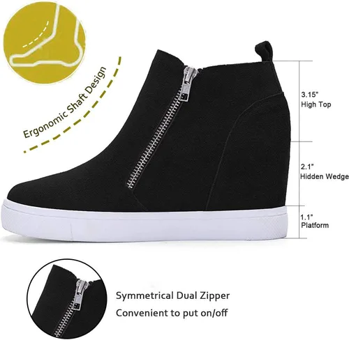Miniatura 2 de Athlefit Zapatillas de Cuña para Mujer con Tacón Oculto Plataforma Botines de Cuña Zapatillas con Cuña Oculta