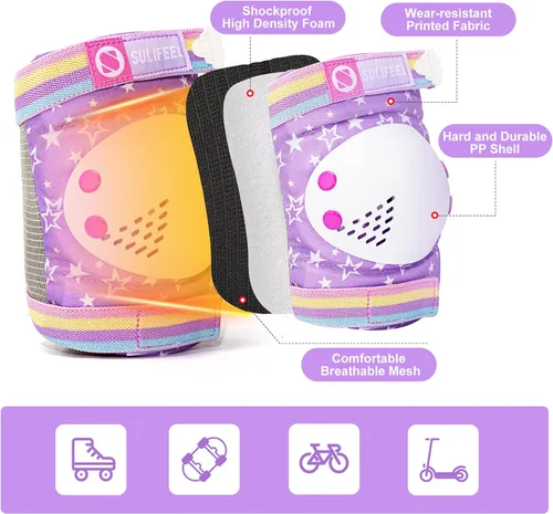 Miniatura 6 de Rainbow Unicorn - Patines para niños con equipo de protección, morado, talla S