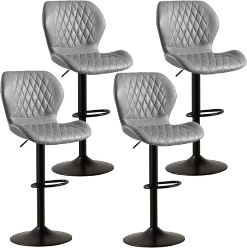 Miniatura 28 de Taburetes de bar modernos, taburetes de bar giratorios con respaldo alto, taburetes de bar de tela ajustables para sillas de isla de cocina