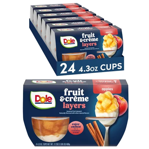 Dole - Parfait de manzanas y crema bajo en grasa, 4 oz, 24 tazas en total, sin gluten ni lácteos, refrigerios a granel para niños y adultos