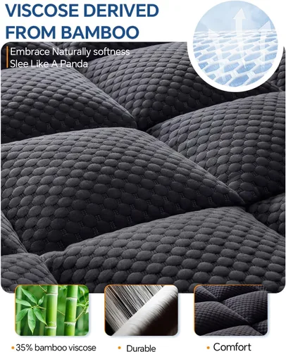 Miniatura 2 de BEDELITE Cubrecolchón de espuma viscoelástica de doble capa de 4 pulgadas, tamaño individual, funda de colchón suave de 2 pulgadas y espuma