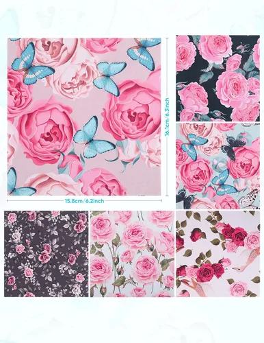 Miniatura 2 de 6 piezas de paños de limpieza de gafas engrosados con diseño elegante de flores, paños de microfibra multicolores para lentes de anteojos, toallitas