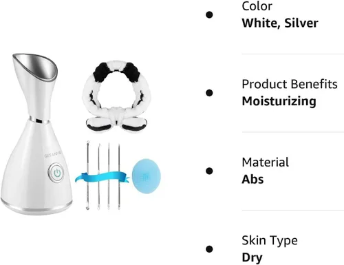 Miniatura 7 de GETANYE Vaporizador Facial Nano Iónico – Penetración 10X para Facial, Desobstruye los Poros, Humidificador Hidratante de Spa con Kit de Eliminación